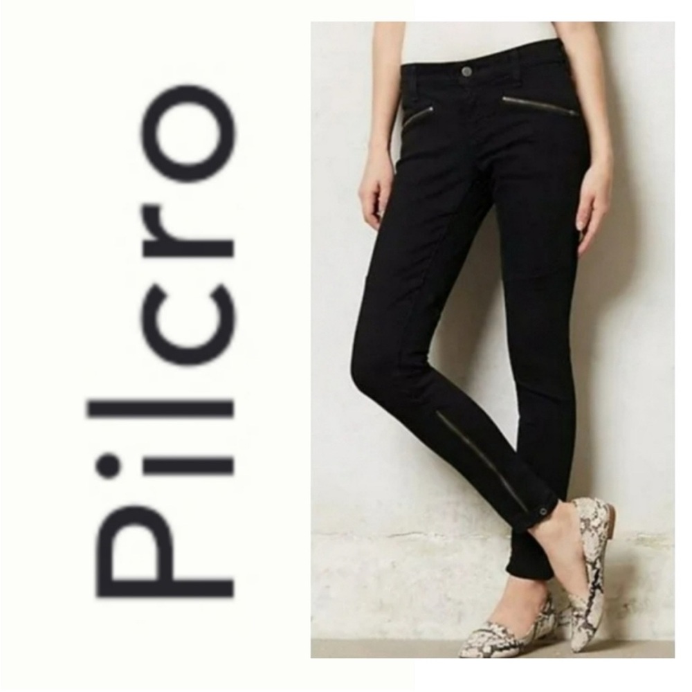 Pilcro Black Pants with Zipper Accents